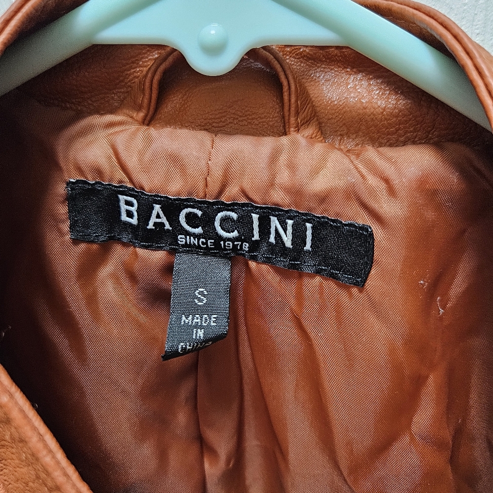 Baccini Women's Moto Biker Faux Leather Full Zip Jacket Burnt Orange Size Small - Picture 5 of 7